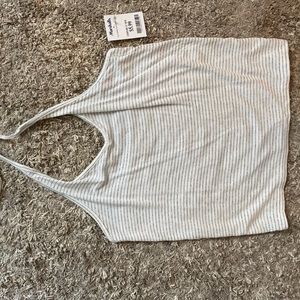 White and grey striped halter top new with tags